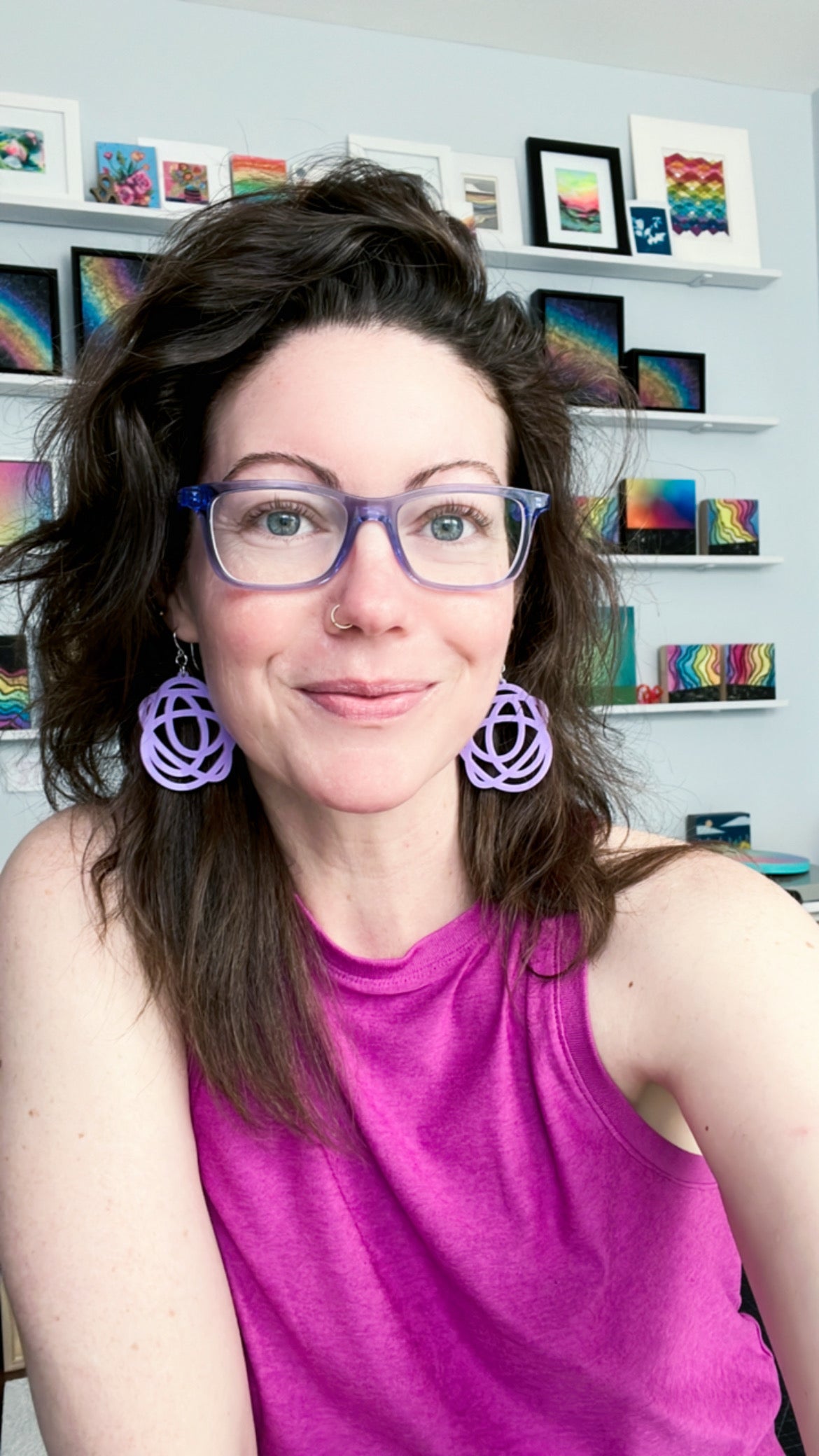 Scribble Earrings - Purple