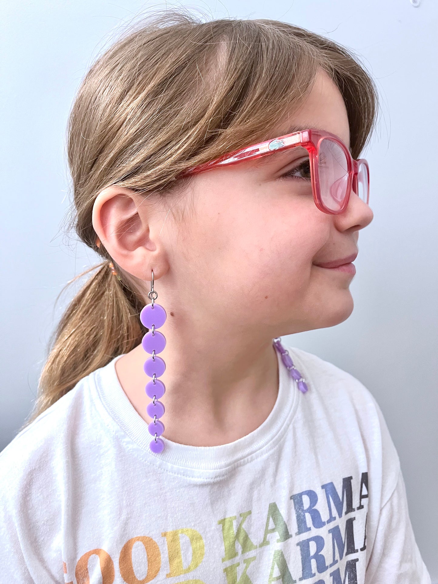 Circle Dangle Earrings - Purple
