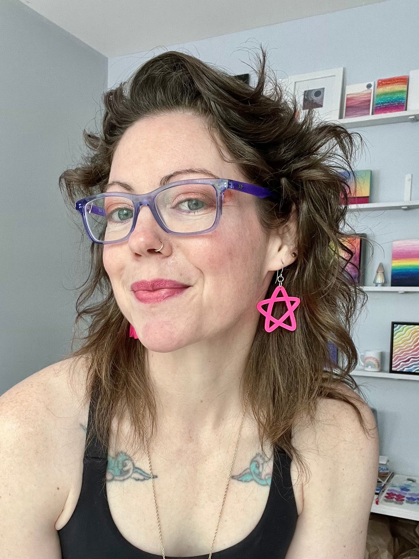 Doodle Star Earrings - Pink