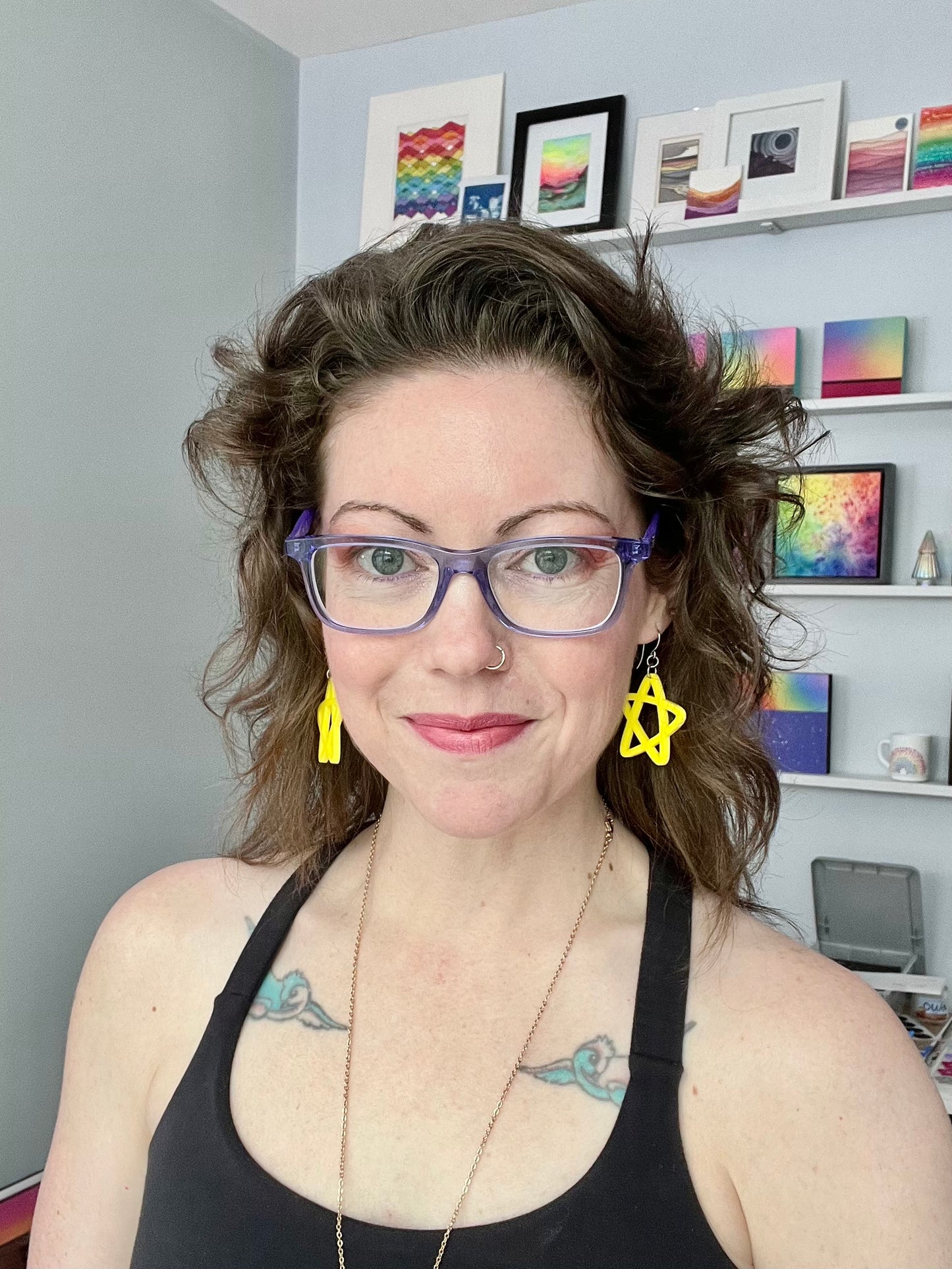 Doodle Star Earrings - Sunny Yellow
