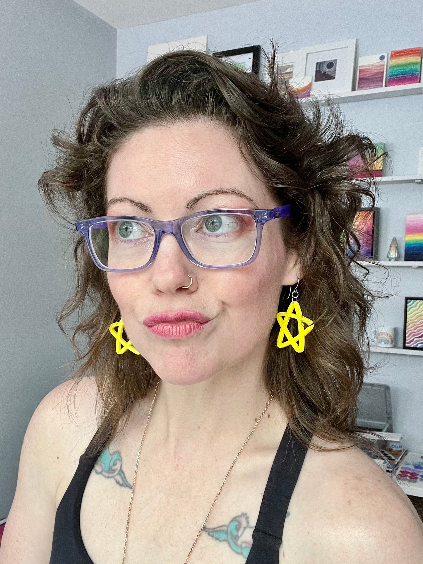Doodle Star Earrings - Sunny Yellow