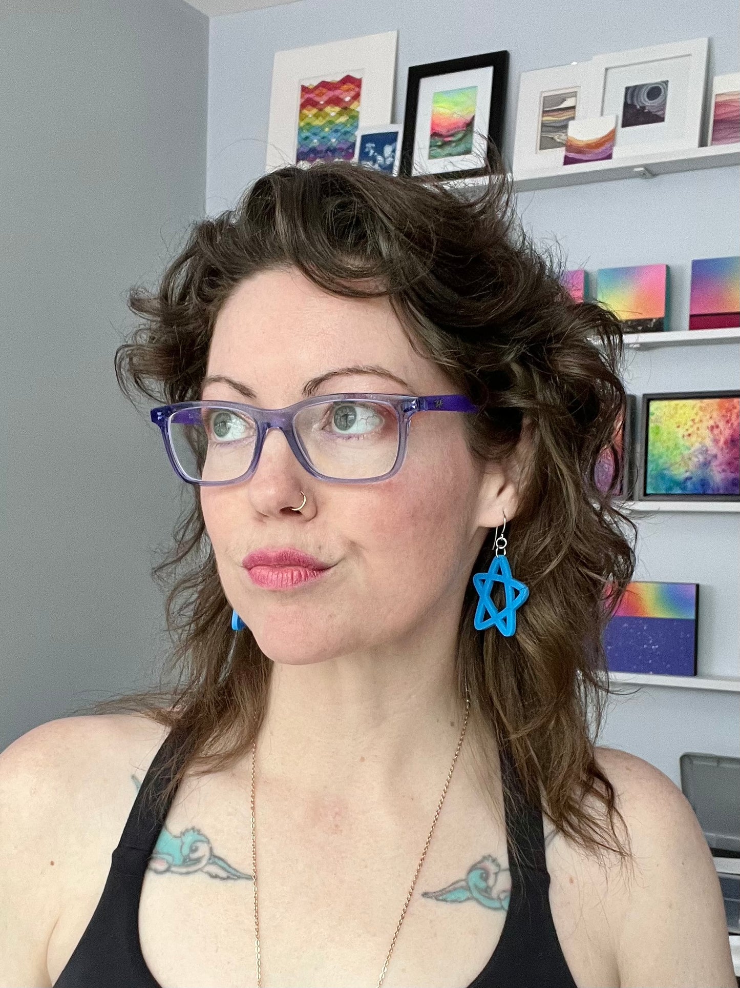 Doodle Star Earrings - Bright Blue