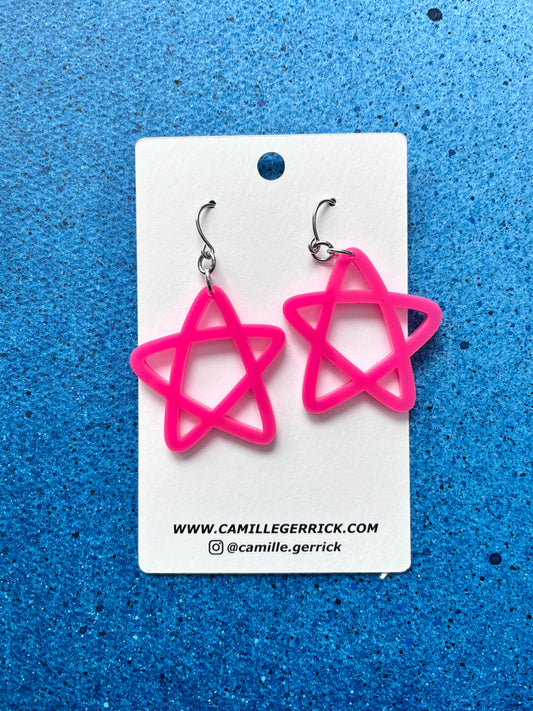 Doodle Star Earrings - Pink