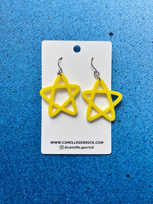 Doodle Star Earrings - Sunny Yellow