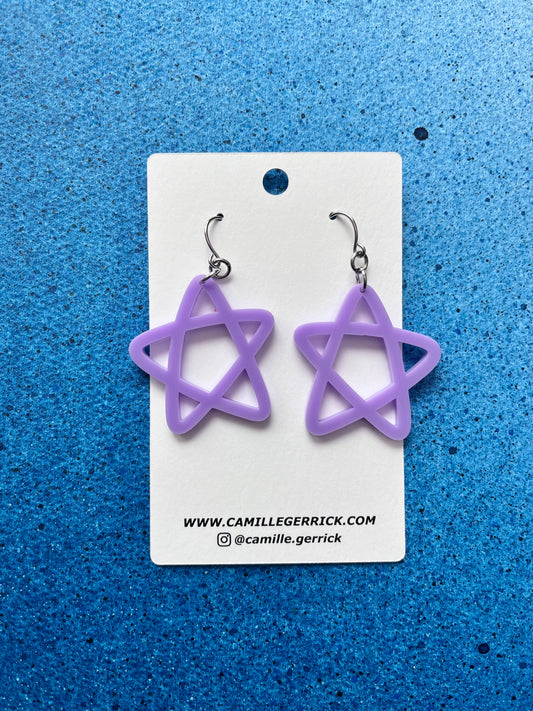 Doodle Star Earrings - Lavender