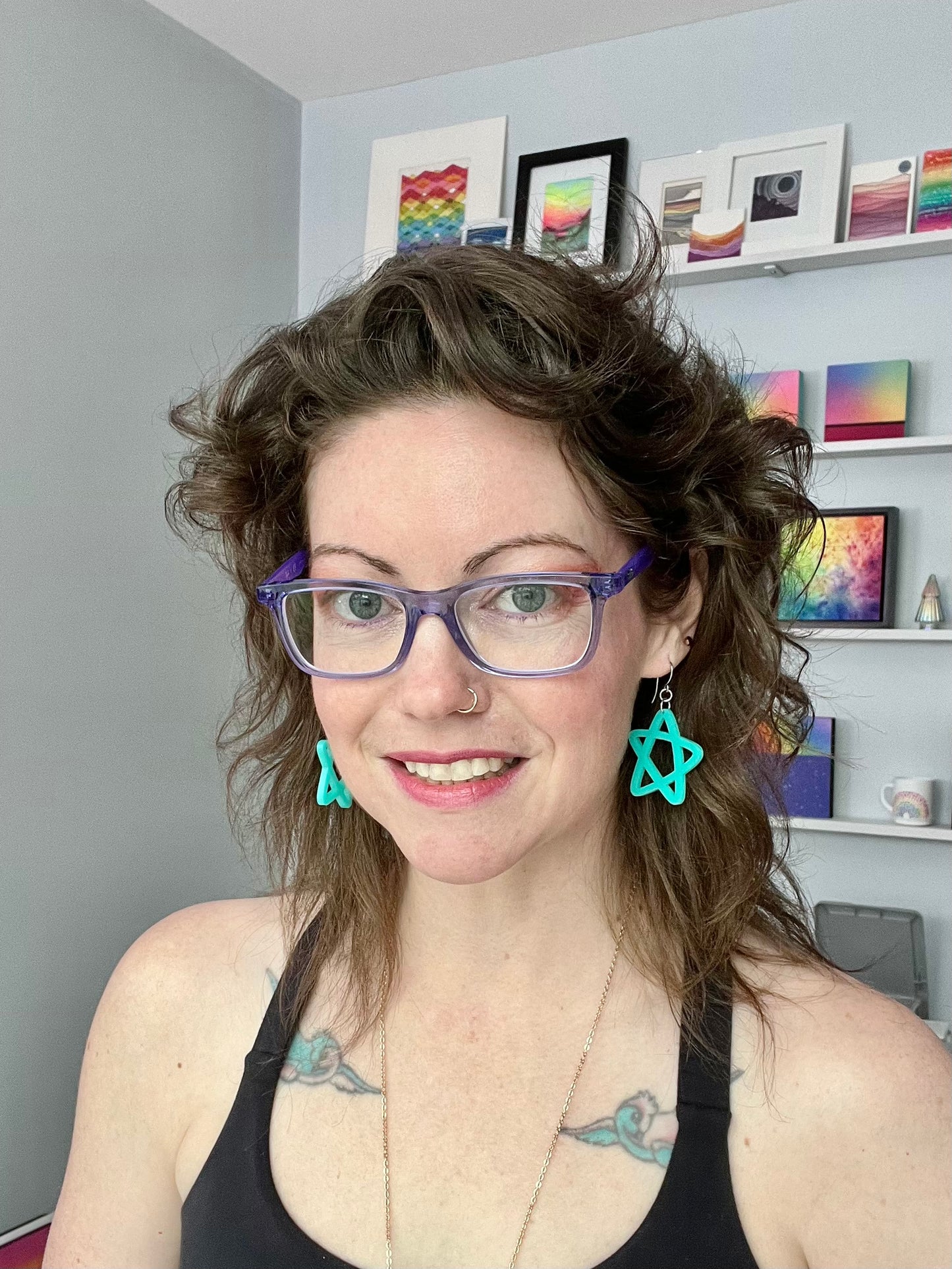 Doodle Star Earrings - Tiffany Teal