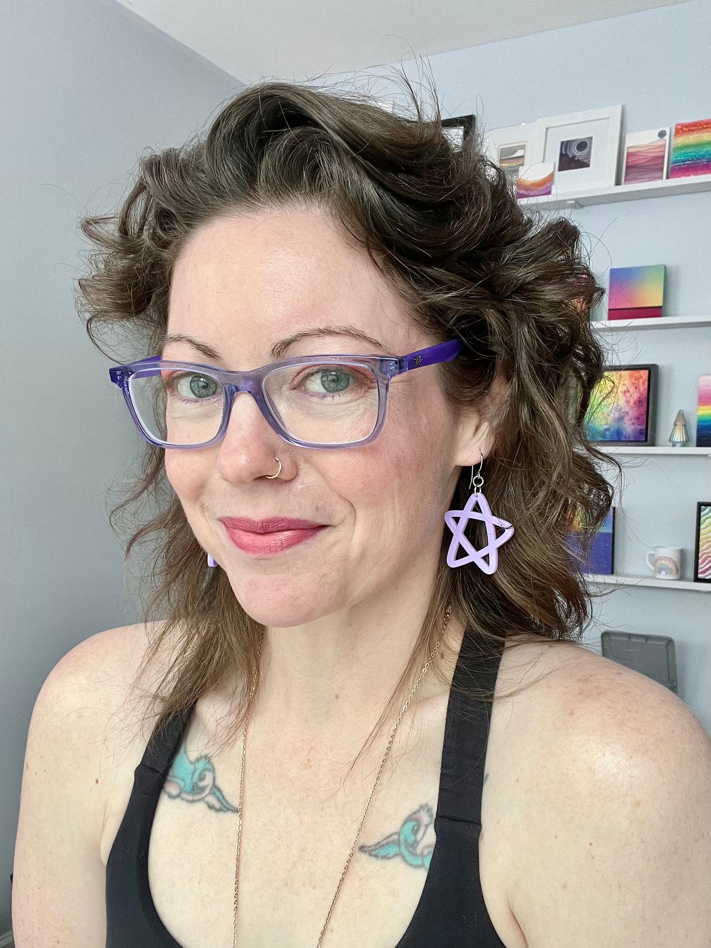 Doodle Star Earrings - Lavender