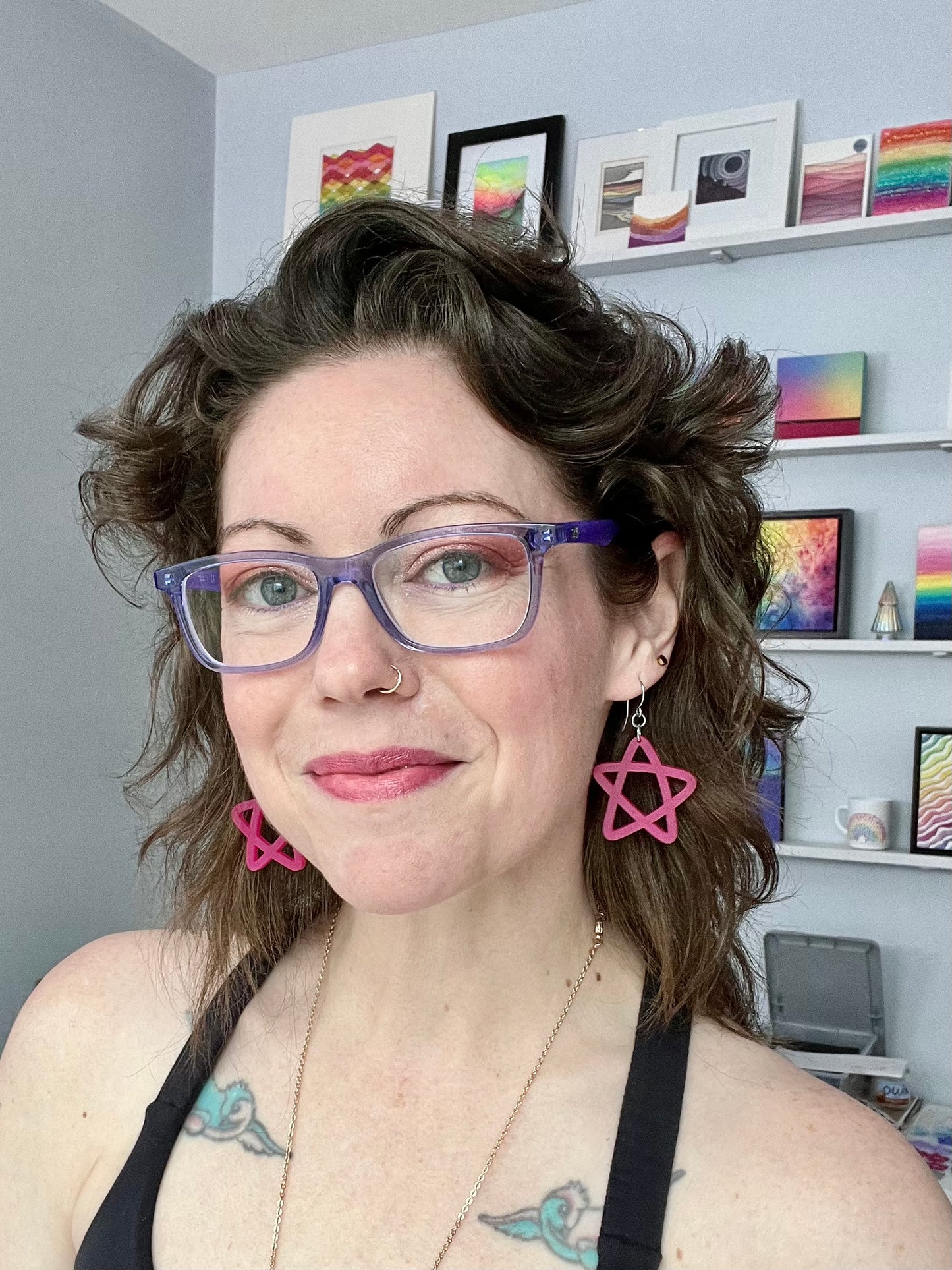 Doodle Star Earrings - Viva Magenta