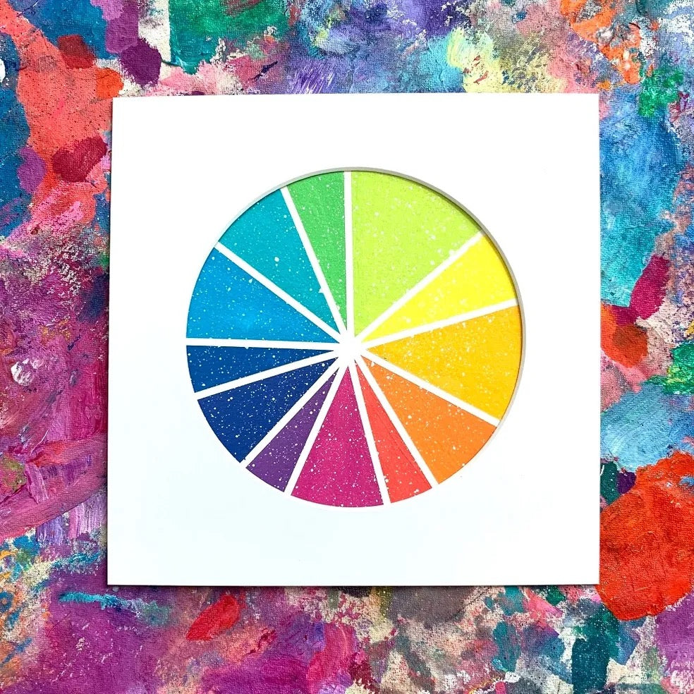 speckled saturated color wheel painting
