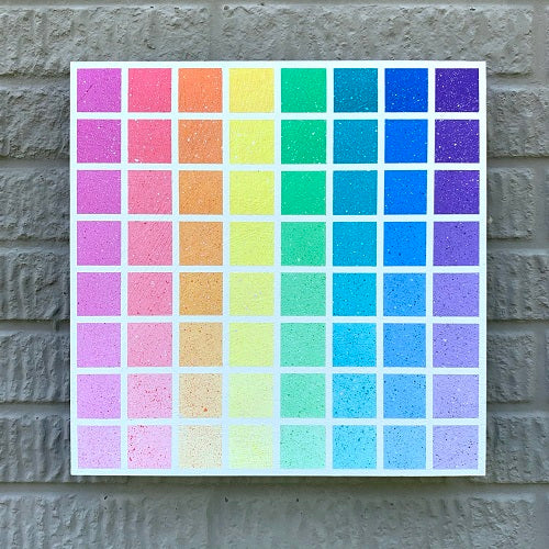Example of rainbow painting with tape featuring colorful block in gradient made by Camille Gerrick