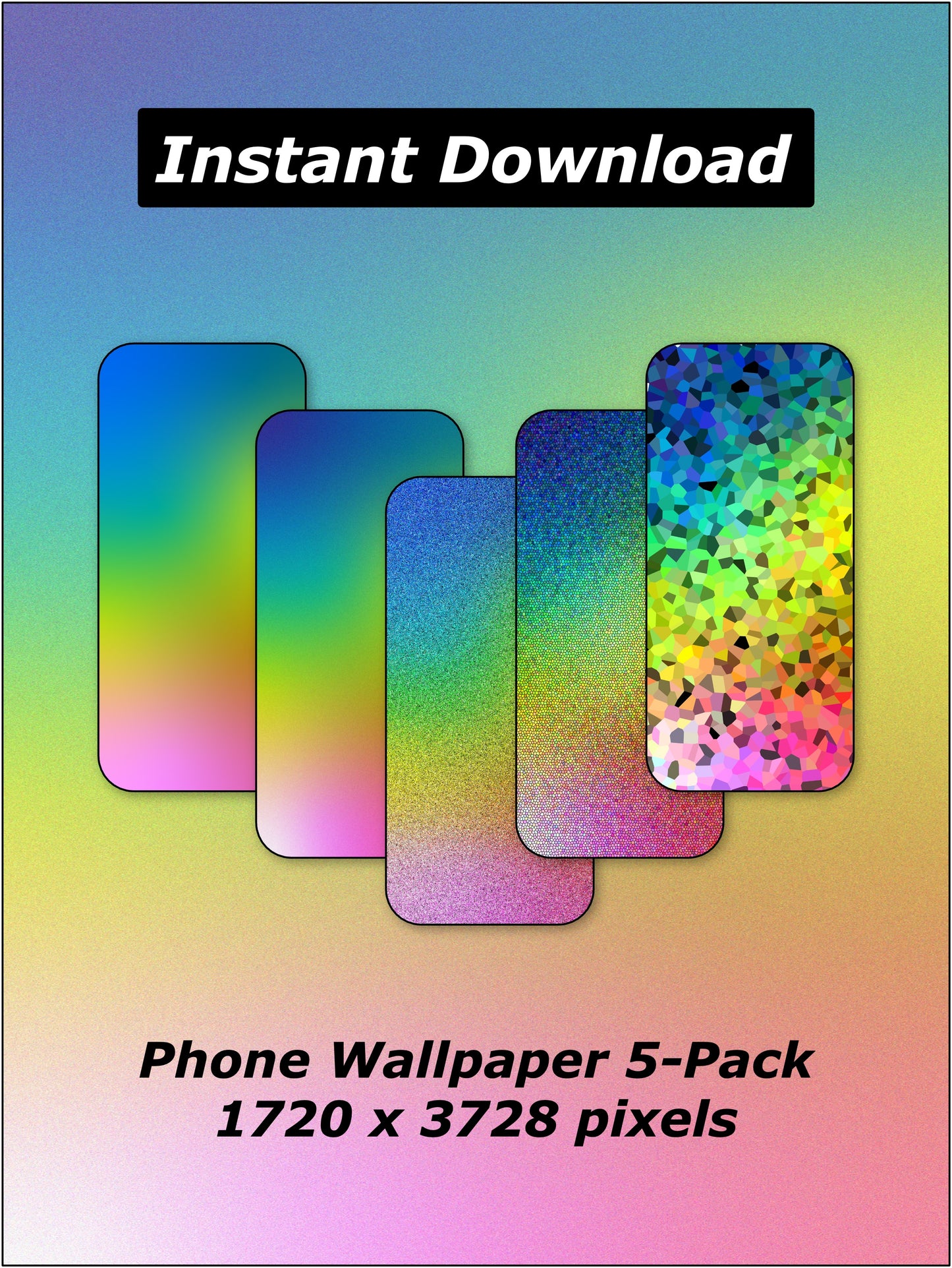 Digital download preview of phone wallpaper pack by Camille Gerrick