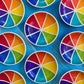 Group of color wheel rainbow trinket dishes in a row